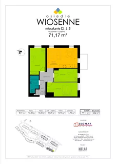 4 pokoje, mieszkanie 71,17 m², piętro 1, oferta nr I2_1_5, Osiedle Wiosenne, Kłodzko, ul. Zimowa