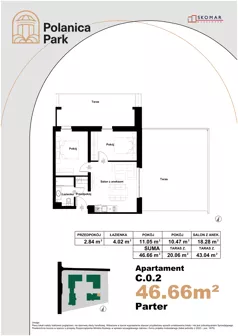 3 pokoje, apartament inwestycyjny 46,66 m², parter, oferta nr 0.2, Polanica Park Apartamenty - etap III, Polanica-Zdrój, ul. Zdrojowa