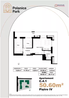 3 pokoje, apartament inwestycyjny 50,60 m², piętro 4, oferta nr 4.1, Polanica Park Apartamenty - etap III, Polanica-Zdrój, ul. Zdrojowa