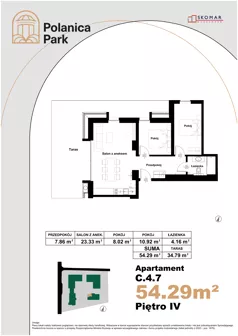 3 pokoje, apartament inwestycyjny 54,29 m², piętro 4, oferta nr 4.7, Polanica Park Apartamenty - etap III, Polanica-Zdrój, ul. Zdrojowa