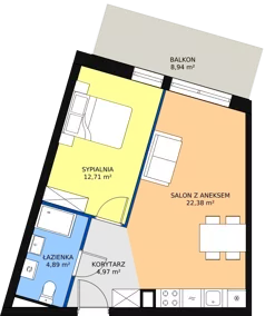 2 pokoje, apartament inwestycyjny 44,95 m², piętro 1, oferta nr A14, Ventis Apartments, Jastrzębia Góra, ul. Wczasowa