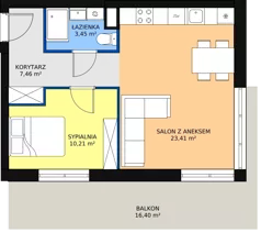 2 pokoje, apartament inwestycyjny 44,53 m², piętro 1, oferta nr A18, Ventis Apartments, Jastrzębia Góra, ul. Wczasowa