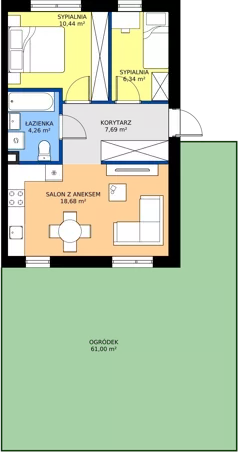 3 pokoje, mieszkanie 47,41 m², parter, oferta nr 12A, Wiązowna Forest, Wiązowna, ul. Polna