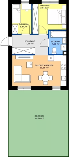 3 pokoje, mieszkanie 47,41 m², parter, oferta nr 11A, Wiązowna Forest, Wiązowna, ul. Polna