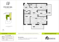 4 pokoje, mieszkanie 89,97 m², piętro 5, oferta nr B2/46, Apartamenty Północna, Lublin, Śródmieście, Śródmieście, ul. Północna 22/24