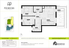 3 pokoje, mieszkanie 60,78 m², piętro 2, oferta nr B2/19, Apartamenty Północna, Lublin, Śródmieście, Śródmieście, ul. Północna 22/24