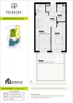 2 pokoje, mieszkanie 49,49 m², parter, oferta nr B3/17, Apartamenty Północna, Lublin, Śródmieście, Śródmieście, ul. Północna 22/24