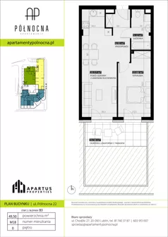 2 pokoje, mieszkanie 49,44 m², parter, oferta nr B3/18, Apartamenty Północna, Lublin, Śródmieście, Śródmieście, ul. Północna 22/24