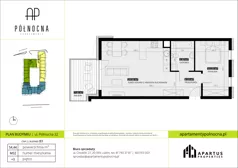 2 pokoje, mieszkanie 54,44 m², piętro 3, oferta nr B3/32, Apartamenty Północna, Lublin, Śródmieście, Śródmieście, ul. Północna 22/24