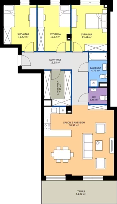 4 pokoje, mieszkanie 103,97 m², piętro 3, oferta nr B1/19, Apartamenty Północna, Lublin, Śródmieście, Śródmieście, ul. Północna 22/24
