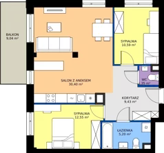 3 pokoje, mieszkanie 69,52 m², piętro 2, oferta nr B1/4, Apartamenty Północna, Lublin, Śródmieście, Śródmieście, ul. Północna 22/24