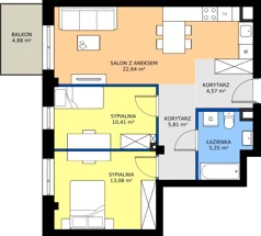 3 pokoje, mieszkanie 61,76 m², piętro 3, oferta nr B1/16, Apartamenty Północna, Lublin, Śródmieście, Śródmieście, ul. Północna 22/24