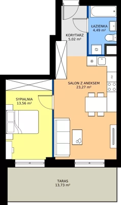 2 pokoje, mieszkanie 46,34 m², piętro 2, oferta nr B1/10, Apartamenty Północna, Lublin, Śródmieście, Śródmieście, ul. Północna 22/24