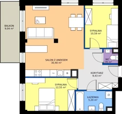 3 pokoje, mieszkanie 69,52 m², piętro 4, oferta nr B1/20, Apartamenty Północna, Lublin, Śródmieście, Śródmieście, ul. Północna 22/24