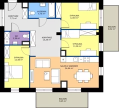 4 pokoje, mieszkanie 89,97 m², piętro 5, oferta nr B2/46, Apartamenty Północna, Lublin, Śródmieście, Śródmieście, ul. Północna 22/24
