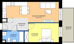 2 pokoje, mieszkanie 47,00 m², piętro 6, oferta nr B2/49, Apartamenty Północna, Lublin, Śródmieście, Śródmieście, ul. Północna 22/24