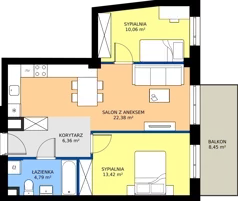3 pokoje, mieszkanie 57,01 m², piętro 2, oferta nr B2/11, Apartamenty Północna, Lublin, Śródmieście, Śródmieście, ul. Północna 22/24