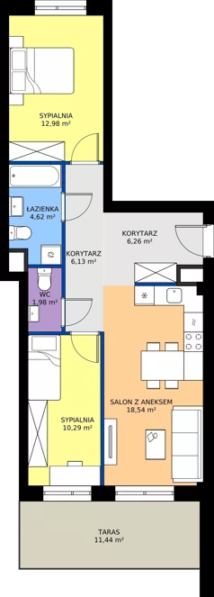 3 pokoje, mieszkanie 60,80 m², piętro 3, oferta nr B2/29, Apartamenty Północna, Lublin, Śródmieście, Śródmieście, ul. Północna 22/24