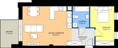 2 pokoje, mieszkanie 54,37 m², piętro 1, oferta nr B3/20, Apartamenty Północna, Lublin, Śródmieście, Śródmieście, ul. Północna 22/24