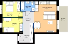 3 pokoje, mieszkanie 63,63 m², piętro 1, oferta nr B3/4, Apartamenty Północna, Lublin, Śródmieście, Śródmieście, ul. Północna 22/24