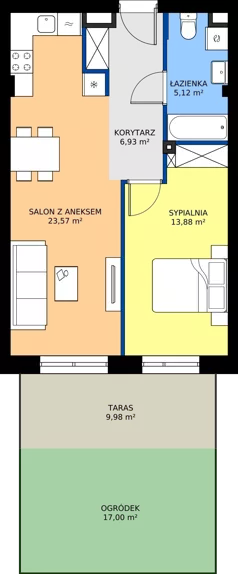 2 pokoje, mieszkanie 47,00 m², piętro 6, oferta nr B2/49, Apartamenty Północna, Lublin, Śródmieście, Śródmieście, ul. Północna 22/24