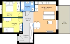 3 pokoje, mieszkanie 63,63 m², parter, oferta nr B3/1, Apartamenty Północna, Lublin, Śródmieście, Śródmieście, ul. Północna 22/24