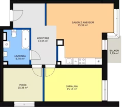 3 pokoje, mieszkanie 71,68 m², piętro 1, oferta nr 9, Bednarska 4, Łódź, Górna, ul. Bednarska 4