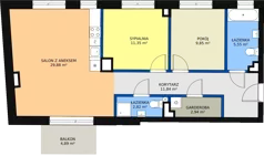 3 pokoje, mieszkanie 74,44 m², piętro 2, oferta nr 22, Bednarska 4, Łódź, Górna, ul. Bednarska 4
