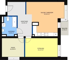 3 pokoje, mieszkanie 70,99 m², piętro 3, oferta nr 27, Bednarska 4, Łódź, Górna, ul. Bednarska 4
