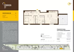 3 pokoje, mieszkanie 65,24 m², piętro 1, oferta nr 2, Conrada 27, Kraków, Prądnik Biały, Azory, ul. Conrada 27