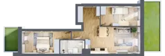 3 pokoje, mieszkanie 57,96 m², parter, oferta nr A.45, Osiedle Fokus Ursus, Warszawa, Ursus, Szamoty, ul. Posag 7 Panien / Gierdziejewskiego