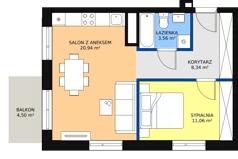2 pokoje, mieszkanie 43,90 m², piętro 3, oferta nr A-41, Królewicza Park, Szczecin, Północ, Niebuszewo-Bolinko, ul. Królewicza Kazimierza