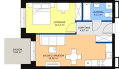 2 pokoje, mieszkanie 40,48 m², piętro 3, oferta nr B-24, Królewicza Park, Szczecin, Północ, Niebuszewo-Bolinko, ul. Królewicza Kazimierza