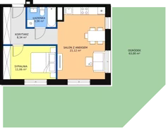 2 pokoje, mieszkanie 44,08 m², parter, oferta nr D-06, Królewicza Park, Szczecin, Północ, Niebuszewo-Bolinko, ul. Królewicza Kazimierza