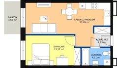 2 pokoje, mieszkanie 42,95 m², piętro 1, oferta nr F-12, Królewicza Park, Szczecin, Północ, Niebuszewo-Bolinko, ul. Królewicza Kazimierza