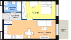 2 pokoje, mieszkanie 43,79 m², piętro 3, oferta nr F-37, Królewicza Park, Szczecin, Północ, Niebuszewo-Bolinko, ul. Królewicza Kazimierza