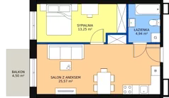 2 pokoje, mieszkanie 43,76 m², piętro 3, oferta nr F-44, Królewicza Park, Szczecin, Północ, Niebuszewo-Bolinko, ul. Królewicza Kazimierza