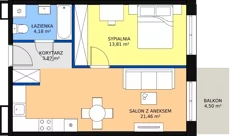 2 pokoje, mieszkanie 43,32 m², piętro 5, oferta nr F-60, Królewicza Park, Szczecin, Północ, Niebuszewo-Bolinko, ul. Królewicza Kazimierza