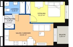 2 pokoje, mieszkanie 38,94 m², piętro 9, oferta nr F-92, Królewicza Park, Szczecin, Północ, Niebuszewo-Bolinko, ul. Królewicza Kazimierza