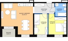 3 pokoje, mieszkanie 60,29 m², piętro 11, oferta nr G-119, Królewicza Park, Szczecin, Północ, Niebuszewo-Bolinko, ul. Królewicza Kazimierza