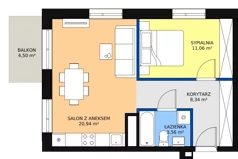 2 pokoje, mieszkanie 43,90 m², piętro 1, oferta nr G-13, Królewicza Park, Szczecin, Północ, Niebuszewo-Bolinko, ul. Królewicza Kazimierza
