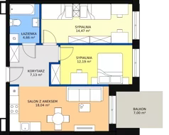 3 pokoje, mieszkanie 56,49 m², piętro 1, oferta nr G-20, Królewicza Park, Szczecin, Północ, Niebuszewo-Bolinko, ul. Królewicza Kazimierza