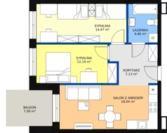 3 pokoje, mieszkanie 56,49 m², piętro 1, oferta nr G-21, Królewicza Park, Szczecin, Północ, Niebuszewo-Bolinko, ul. Królewicza Kazimierza