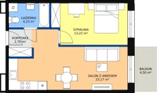 2 pokoje, mieszkanie 43,32 m², piętro 4, oferta nr G-52, Królewicza Park, Szczecin, Północ, Niebuszewo-Bolinko, ul. Królewicza Kazimierza