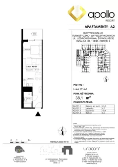 2 pokoje, apartament inwestycyjny 38,10 m², piętro 1, oferta nr 101, Apollo Resort, Świnoujście, Dzielnica Nadmorska, ul. Uzdrowiskowa