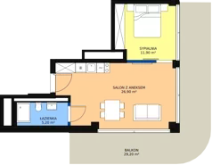 2 pokoje, apartament inwestycyjny 41,01 m², piętro 1, oferta nr 132, Apollo Resort, Świnoujście, Dzielnica Nadmorska, ul. Uzdrowiskowa