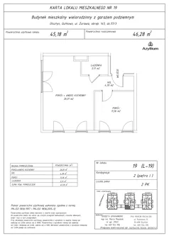 2 pokoje, apartament inwestycyjny 46,46 m², piętro 1, oferta nr 19- Nowa 19, Azyllium, Olsztyn, Gutkowo, ul. Żurawia