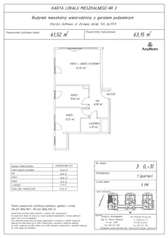 3 pokoje, apartament inwestycyjny 63,33 m², parter, oferta nr 3 Nowa 3, Azyllium, Olsztyn, Gutkowo, ul. Żurawia
