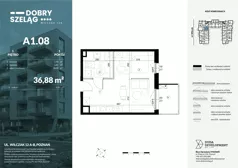 1 pokój, apartament 36,88 m², piętro 1, oferta nr A1.08, Dobry Szeląg, Poznań, Winogrady, Winogrady, ul. Wilczak 12A