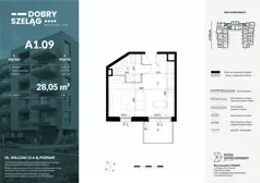 1 pokój, apartament 28,05 m², piętro 1, oferta nr A1.09, Dobry Szeląg, Poznań, Winogrady, Winogrady, ul. Wilczak 12A